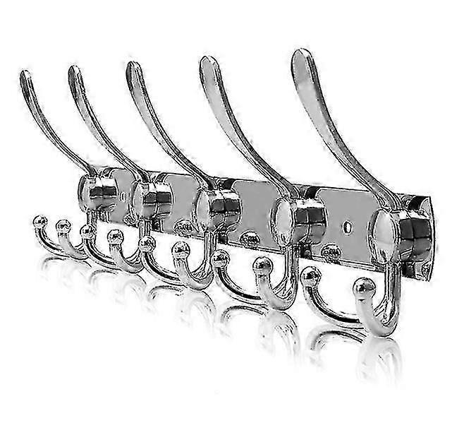 (シルバー、15フック、1個)ステンレス鋼壁掛けコートラック、コートフックコートタオルバスローブ用壁フック-イヴァン