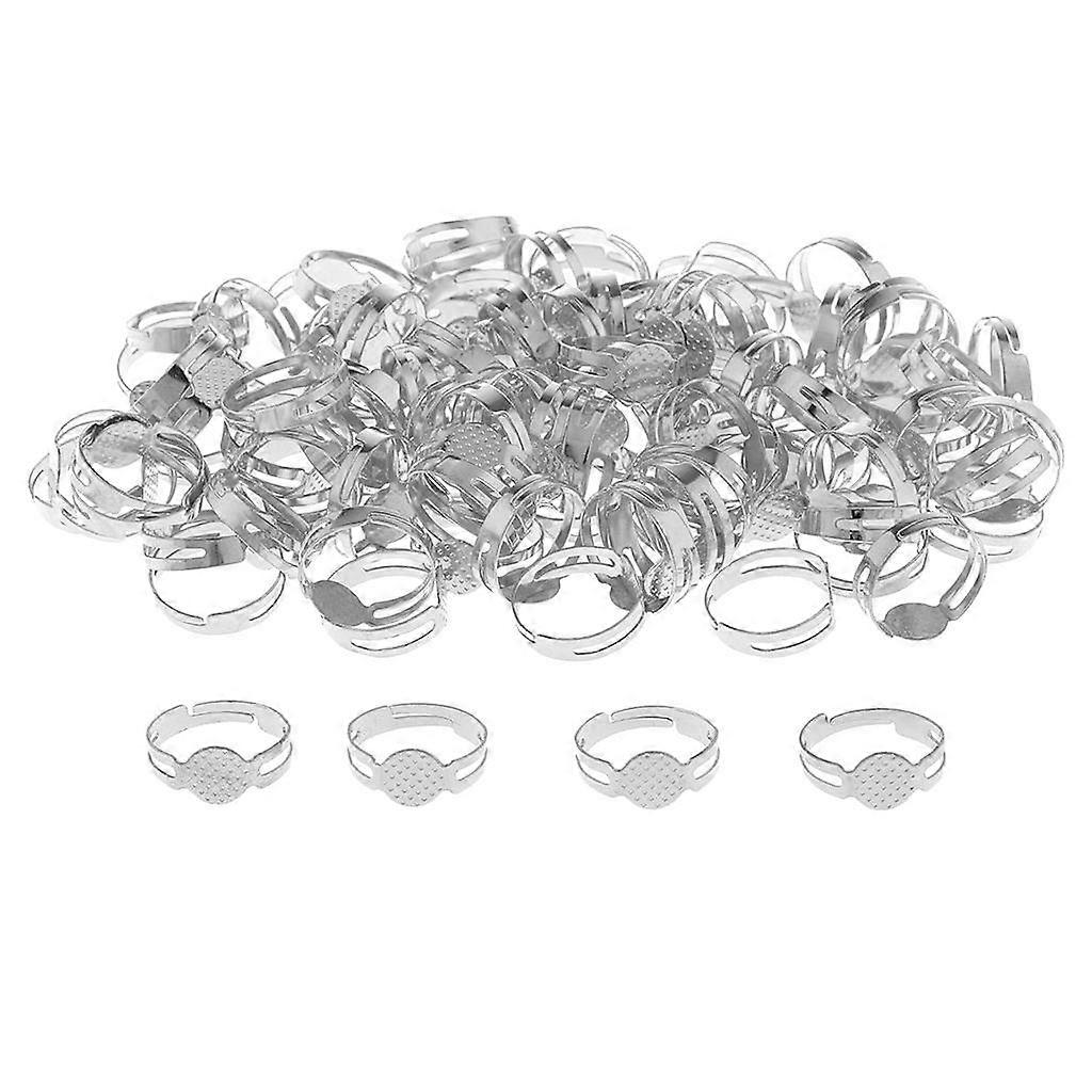100pcs Adjustable Ring Base Cabochon Round Pad Bezel Settings Blanks Gold