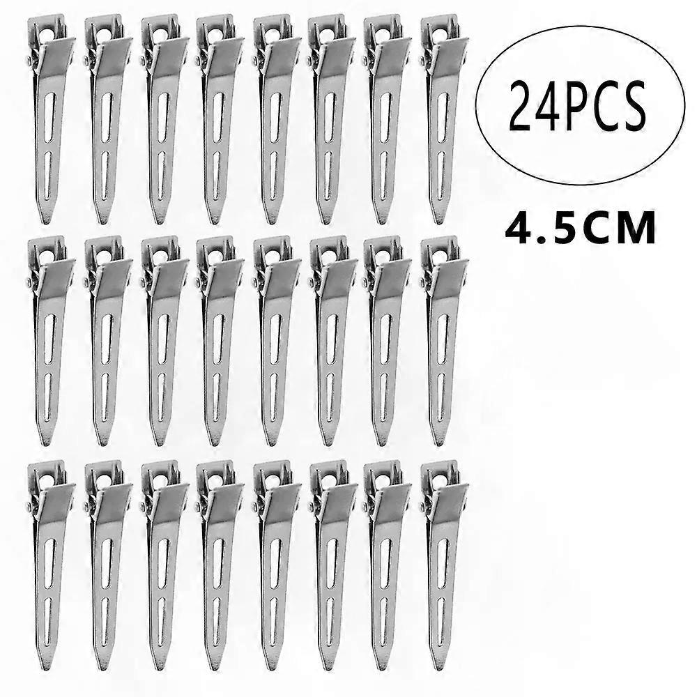 24Pcs New Professional Salon Ladies Curl Clips Metal Silver Seamless Duckbill Clip No Crease Fixed Hair Clip Hairdressing Tools
