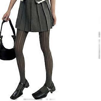 Japanese Elegant Hollowed Out Heart Pattern Tights for Women Aesthetic High Waist Mesh Pantyhose Solid Color Stockings  wine red