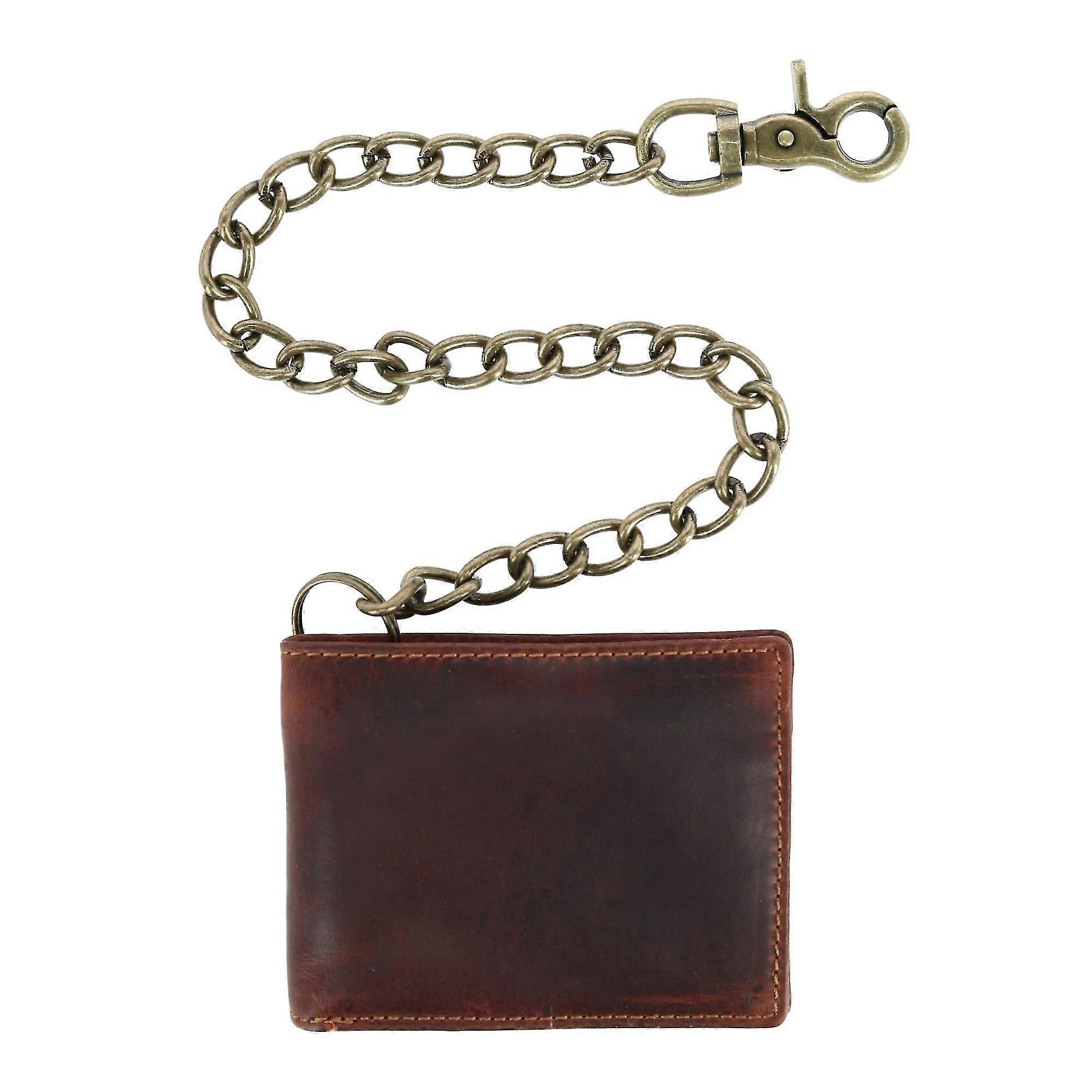 CTM  RFID Vintage Leather Bifold Chain Wallet (Men)