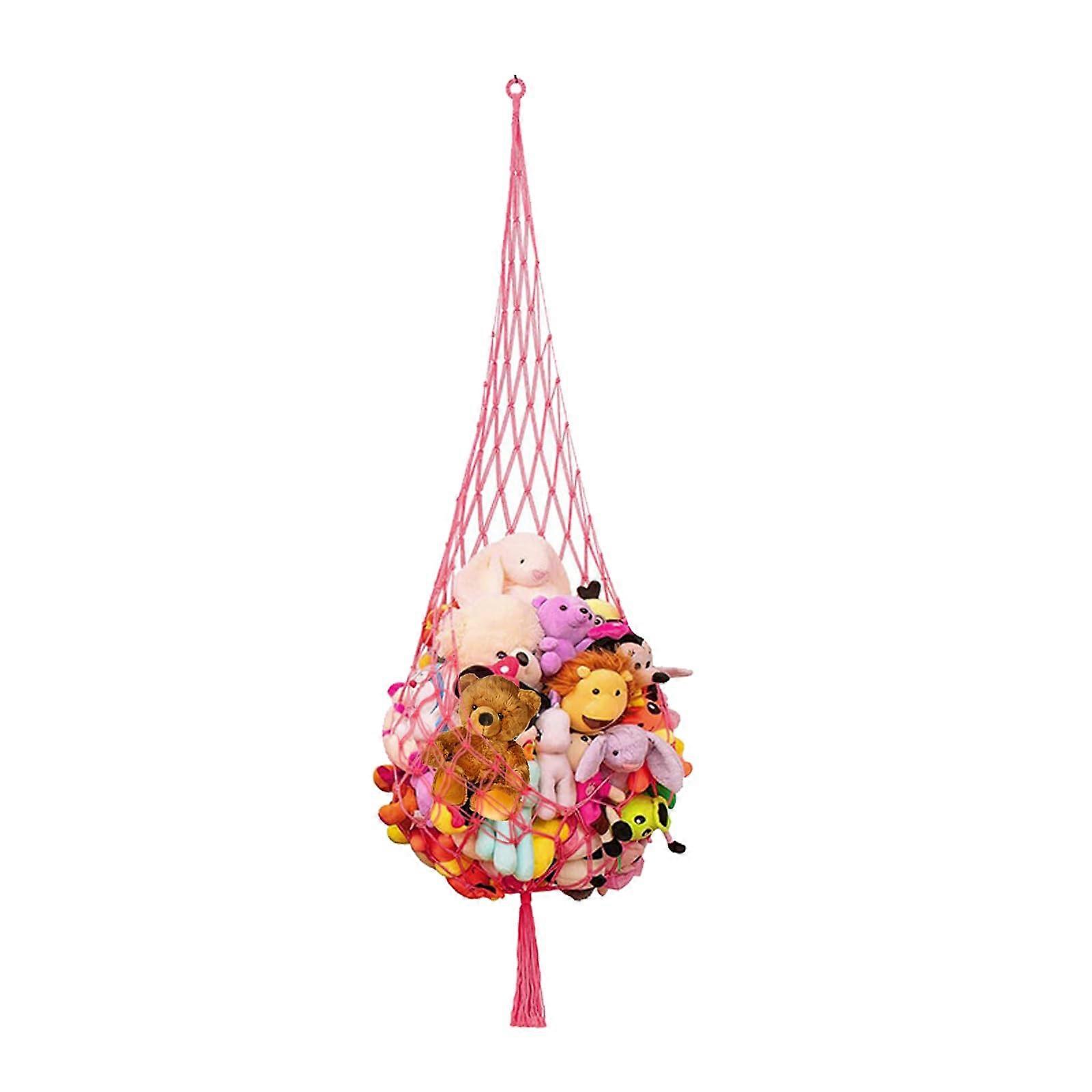 Hanging Toy Hammock Net for Stuffed Animals - Corner Net Plushie Organizer for Bedroom Nursery Kids Room Display