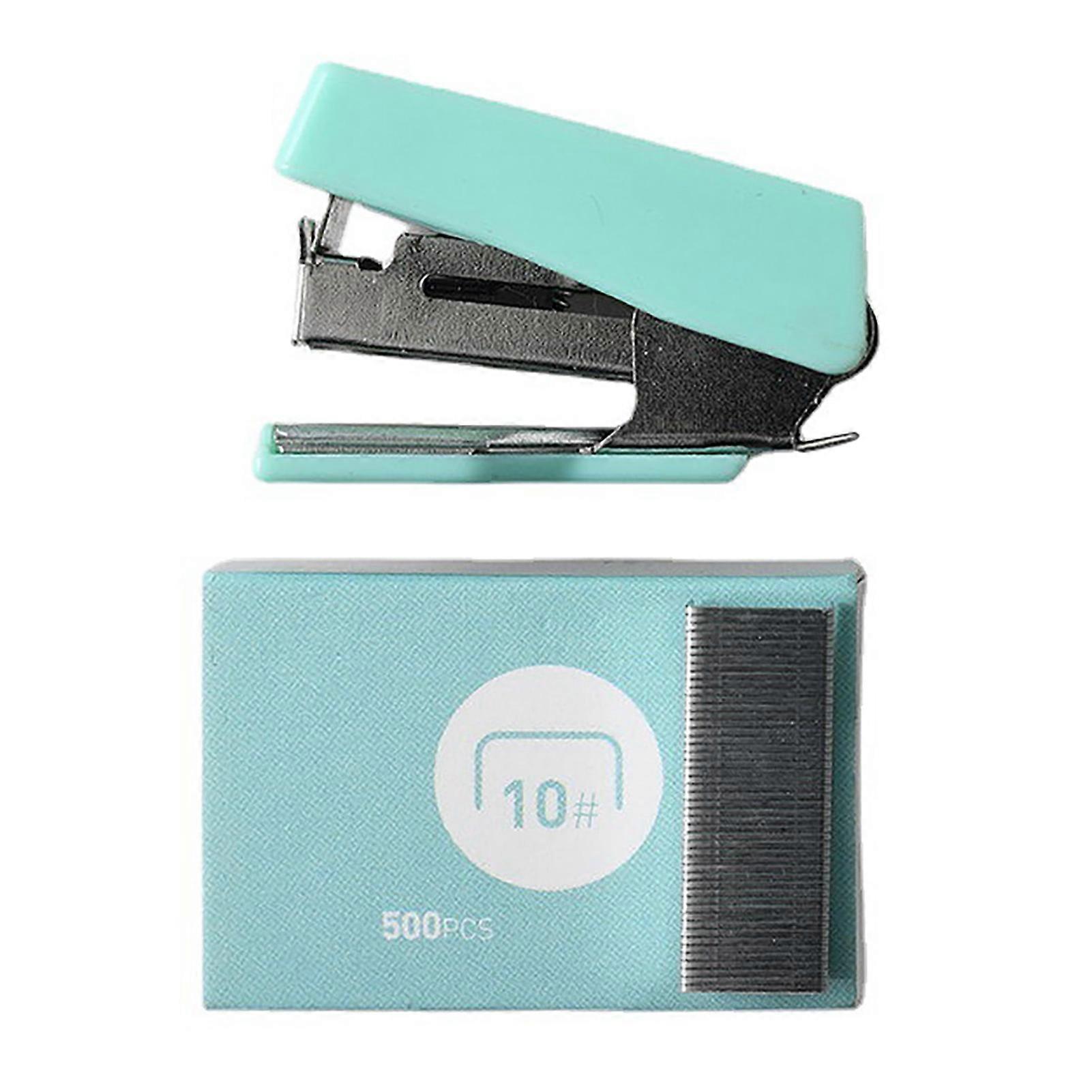 Mini Stapler Portable Creative Office Desktop Stapler Set with Staples for Office School Green