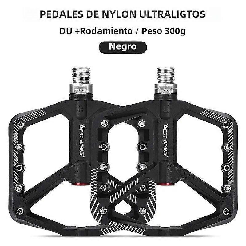 West Biking Ultralight Nylon Anti-Slip Bicycle Pedals for MTB BMX Cycling Accessories and Parts Flat Lock Pedals with Sealed Bearings