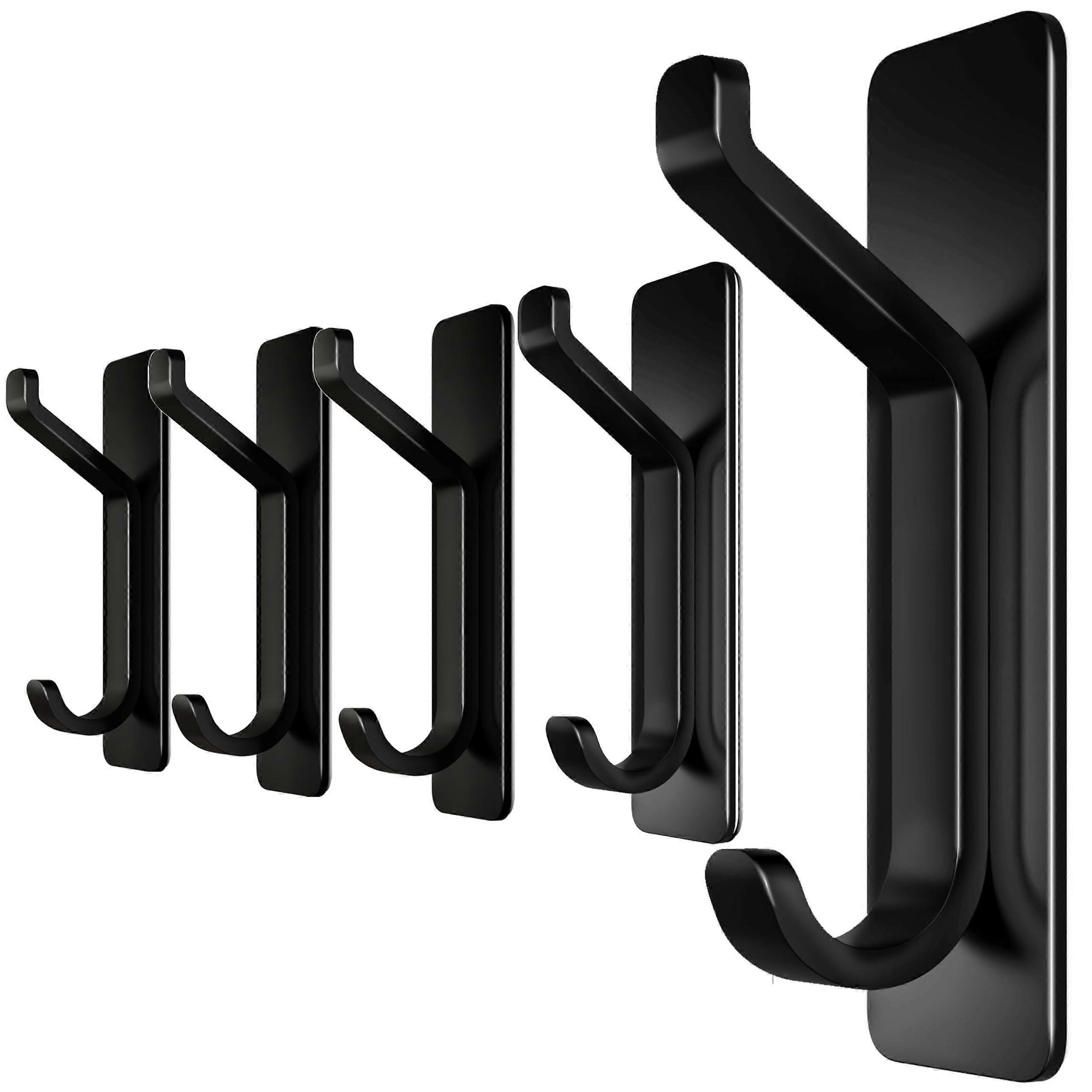 Stainless Steel Self-Adhesive Robe Rack Set of 4 - Rust Resistant Towel Hooks for Bathroom - Holds 13 Pounds - Brushed Finish