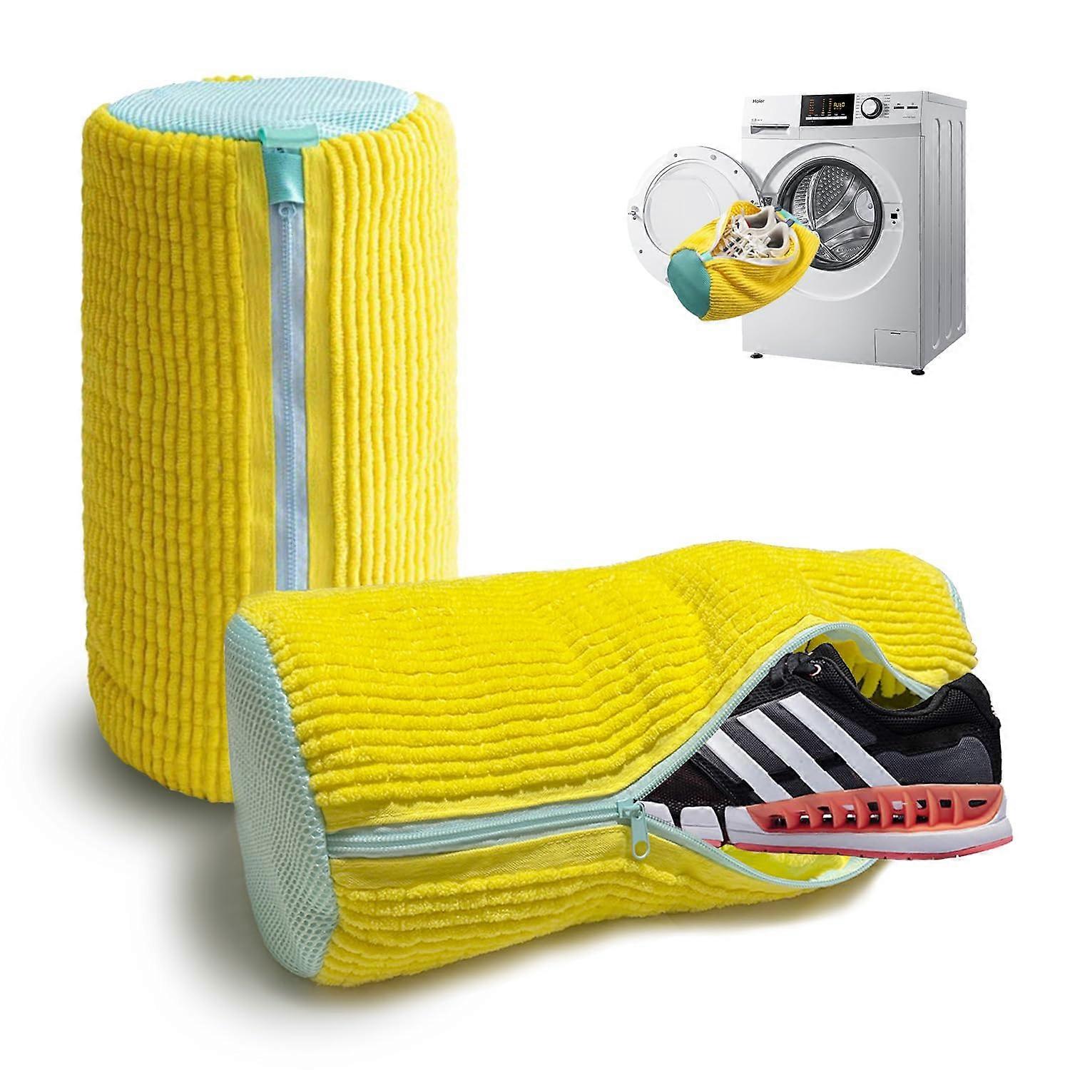 2pc Reusable Shoe Washing Machine Bag for Washer Dryer in Yellow Size