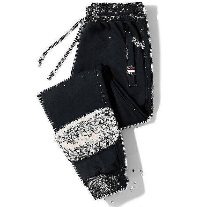 Varma fleecebyxor för män, tjocka avslappnade termiska träningsbyxor