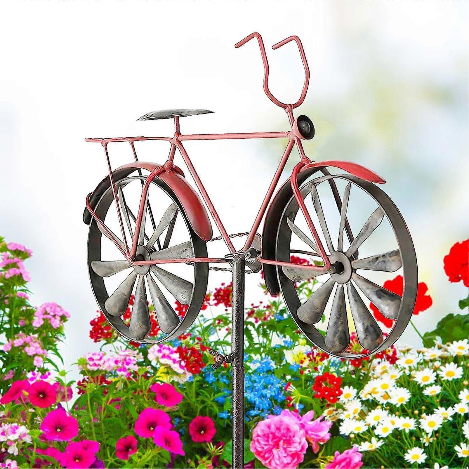 Wheels Wind Spinner Vintage Bicycle Decorative Garden Metal Stake, Metal Bicycle Wind Spinners