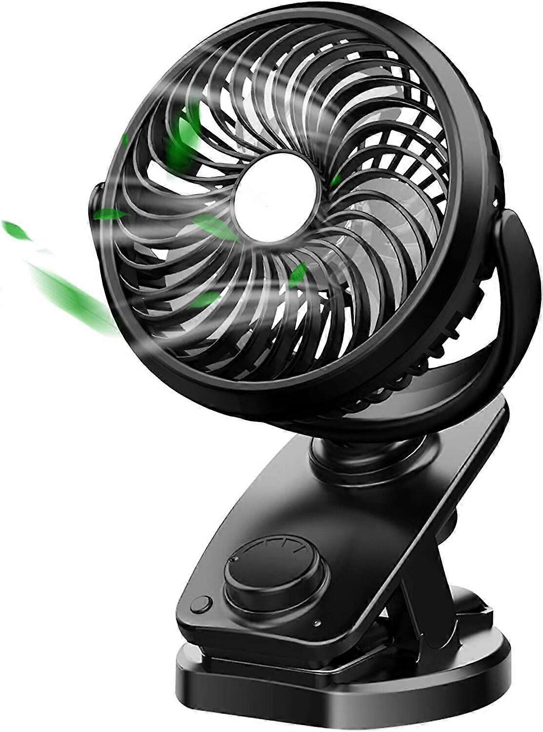 Dww-Ventilateur de Bureau, 5000mAh Rechargeable Batterie Ventilateur Pince Ventilateur USB, 4 Vitessesc, Silencieux, 360 Rotation Ventilateur pour Bb