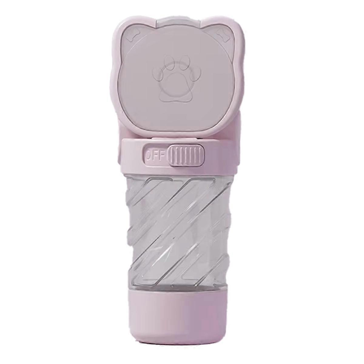 Dog Cat Water Bottle with Storage Food and Water Container Pink