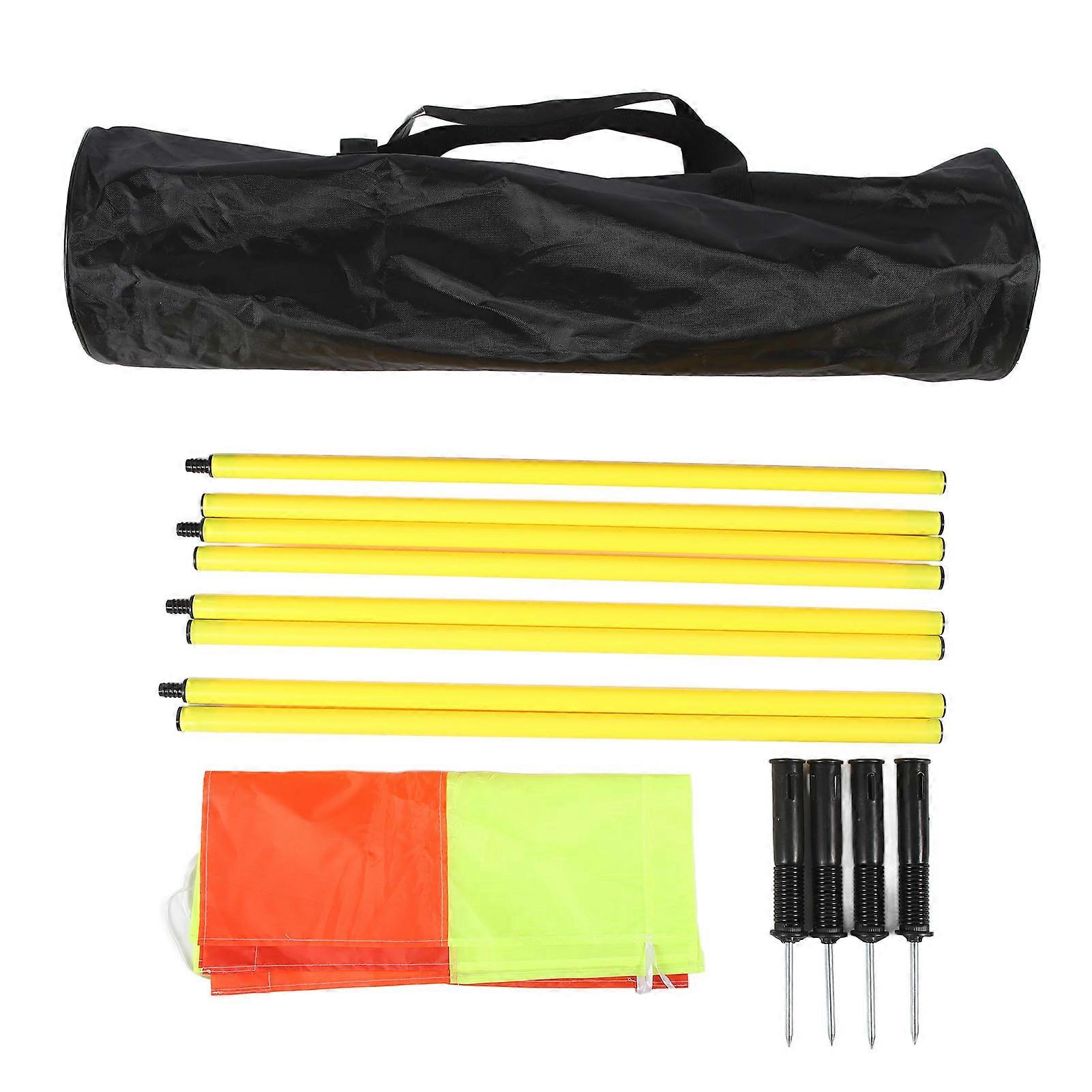 Football Pitch Corner Flag Set with 4 Square Flags, 4 2-Section 1.5m Football Posts, Outdoor Training Football Equipment