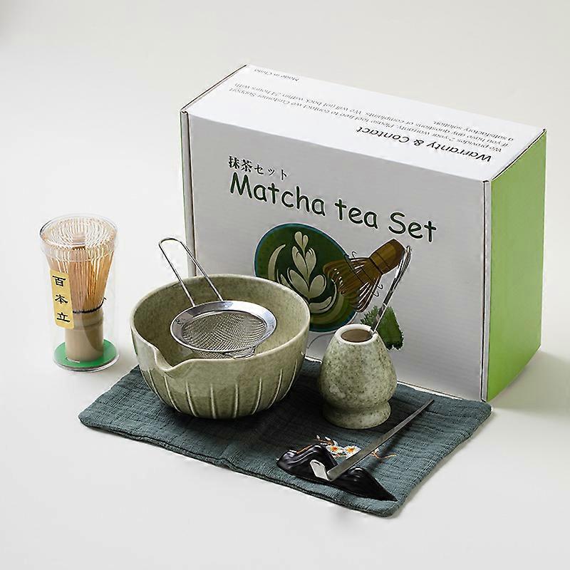 INF Matcha Whisk Set: Embossed Matcha Color 8-Piece Stainless Steel