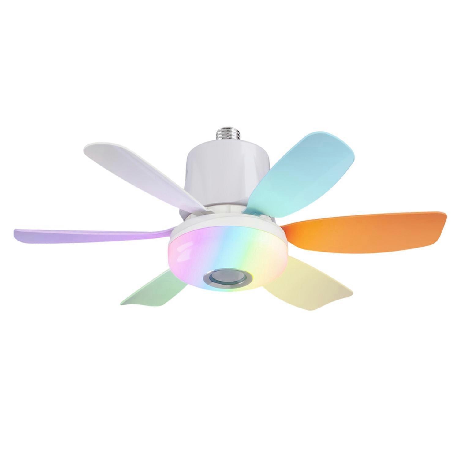 LEC020R Kleine 3-Gang-Lüfterleuchte RGB Smart Dimmbare Timer Fernbedienung Deckenventilator Lampe mit BT Spe