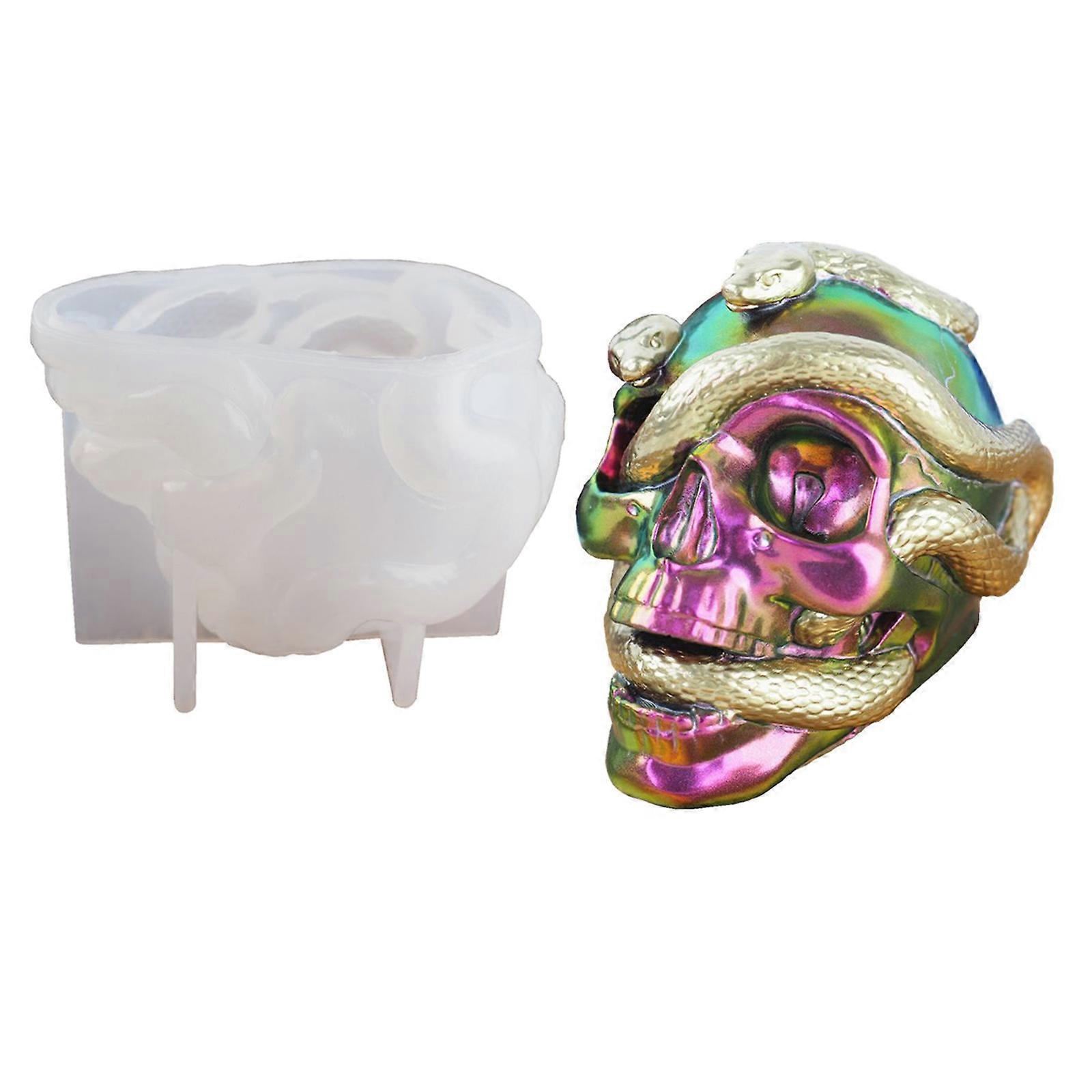 Crâne pour la tête de serpent Silicone Moule DIY Cristal Résine Époxy Double Serpents Miroir Mo
