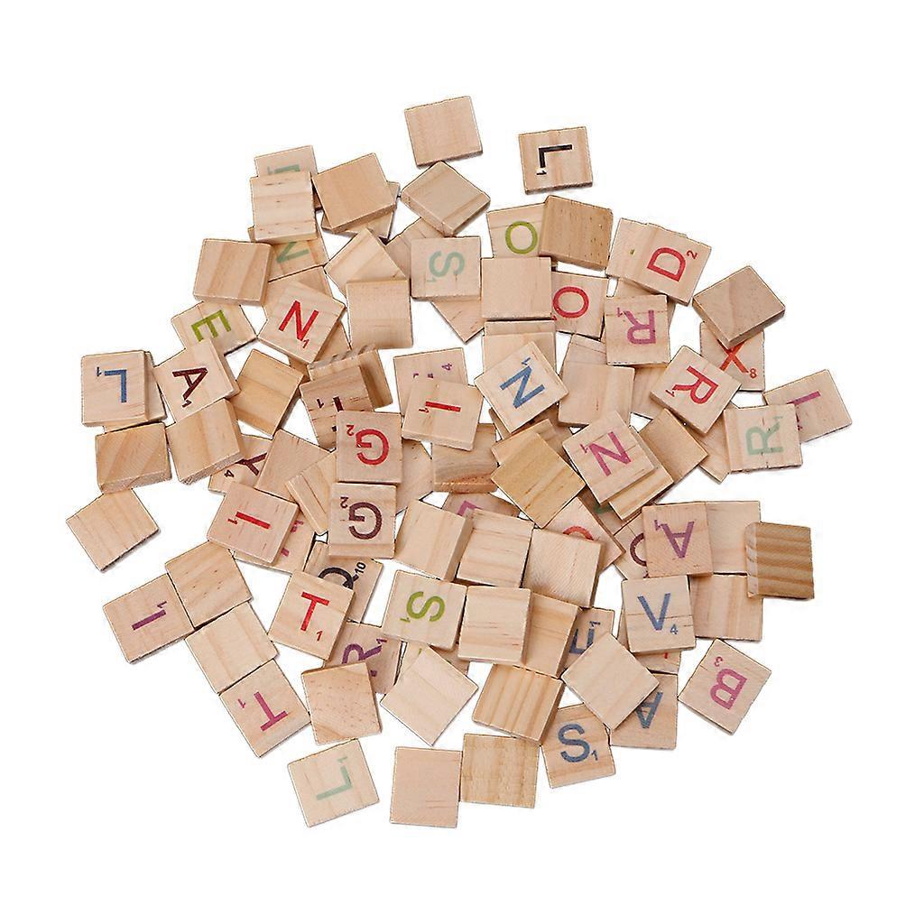 100X Wooden Tiles Colorful Letters Numbers For Crafts Wood Alphabet Toy Multi-Colored