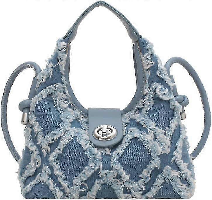 unbrand Women Soft Vegan Leather Barrel Bags Large Denim Fringe Hobo Top Handle Work Totes Satchel H