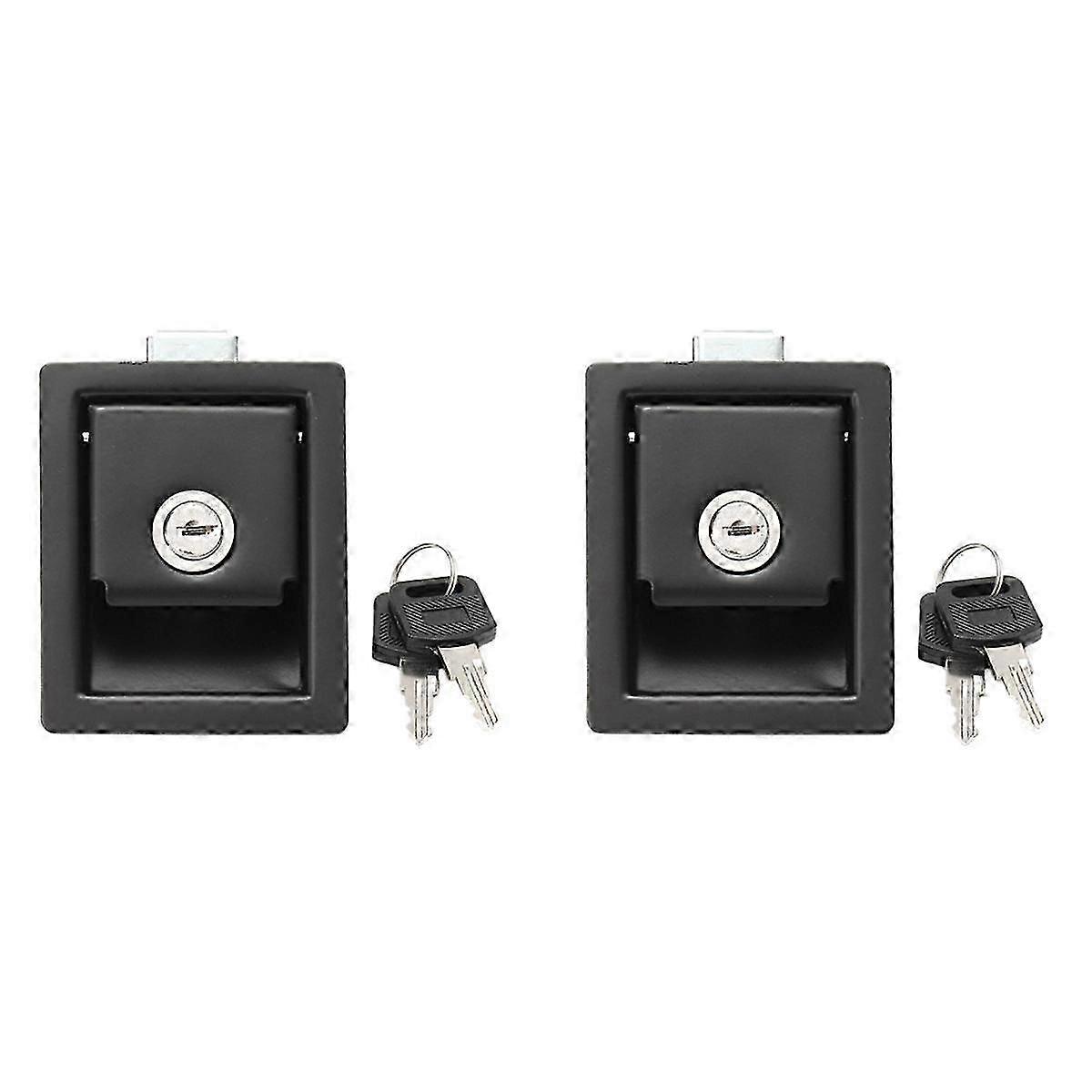 2pcs Rv Car Paddle Entry Door Lock Latch Handle Knob -Trailer Pull Type Panel Door Lock