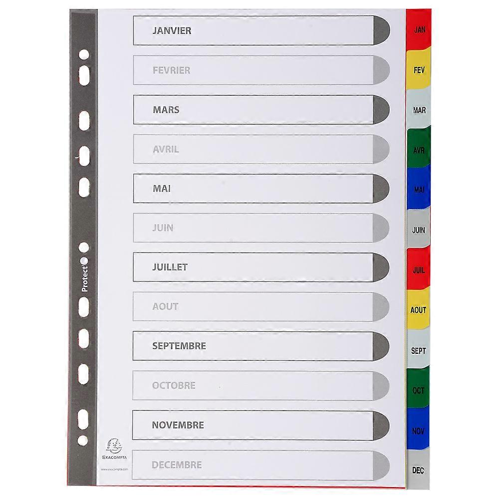 Exacompta 95E 20x Separad.A4 Mes PP color.+pag.de indice