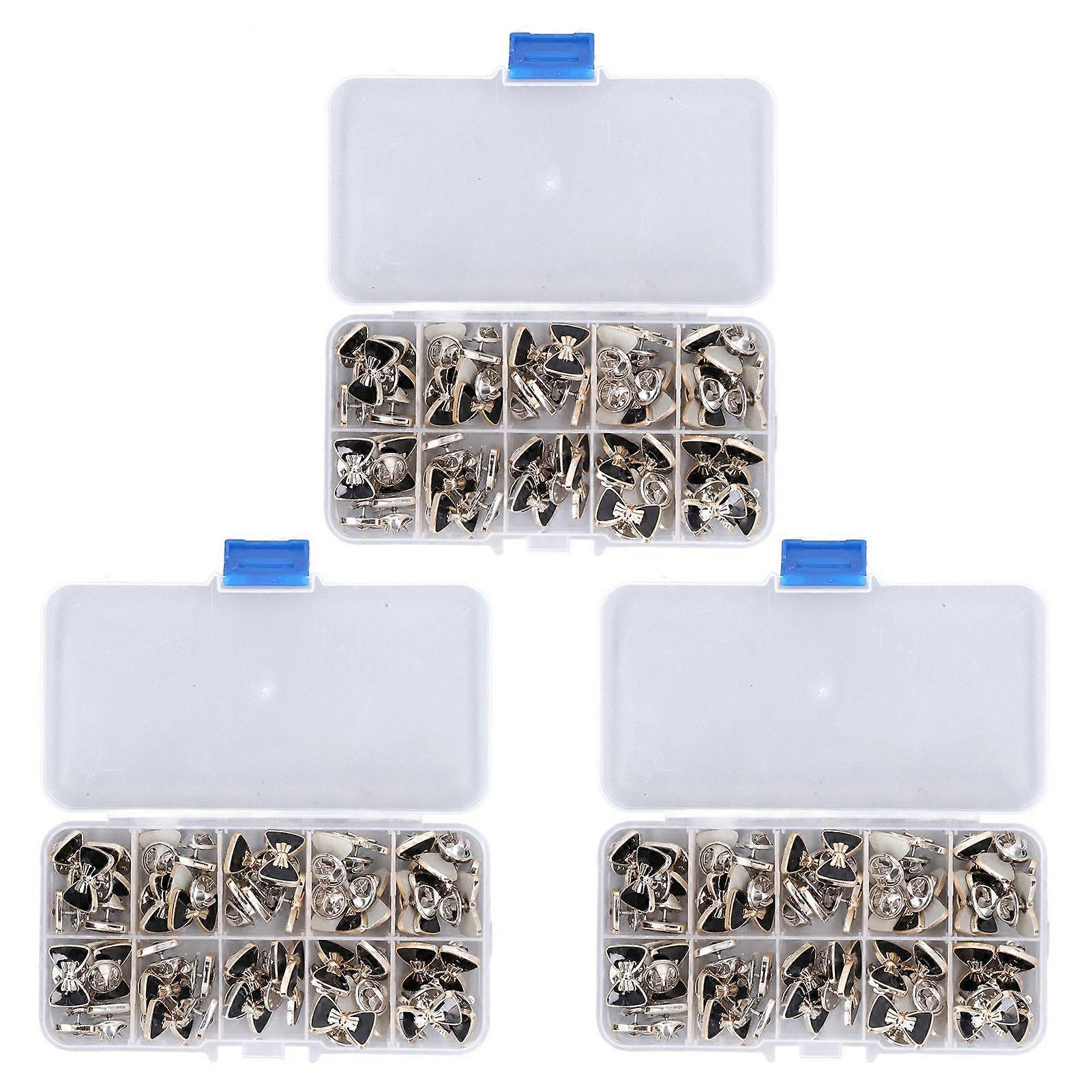 2025 Latest Model  150 Pcs Black Bow Button Pins Detachable Beautiful