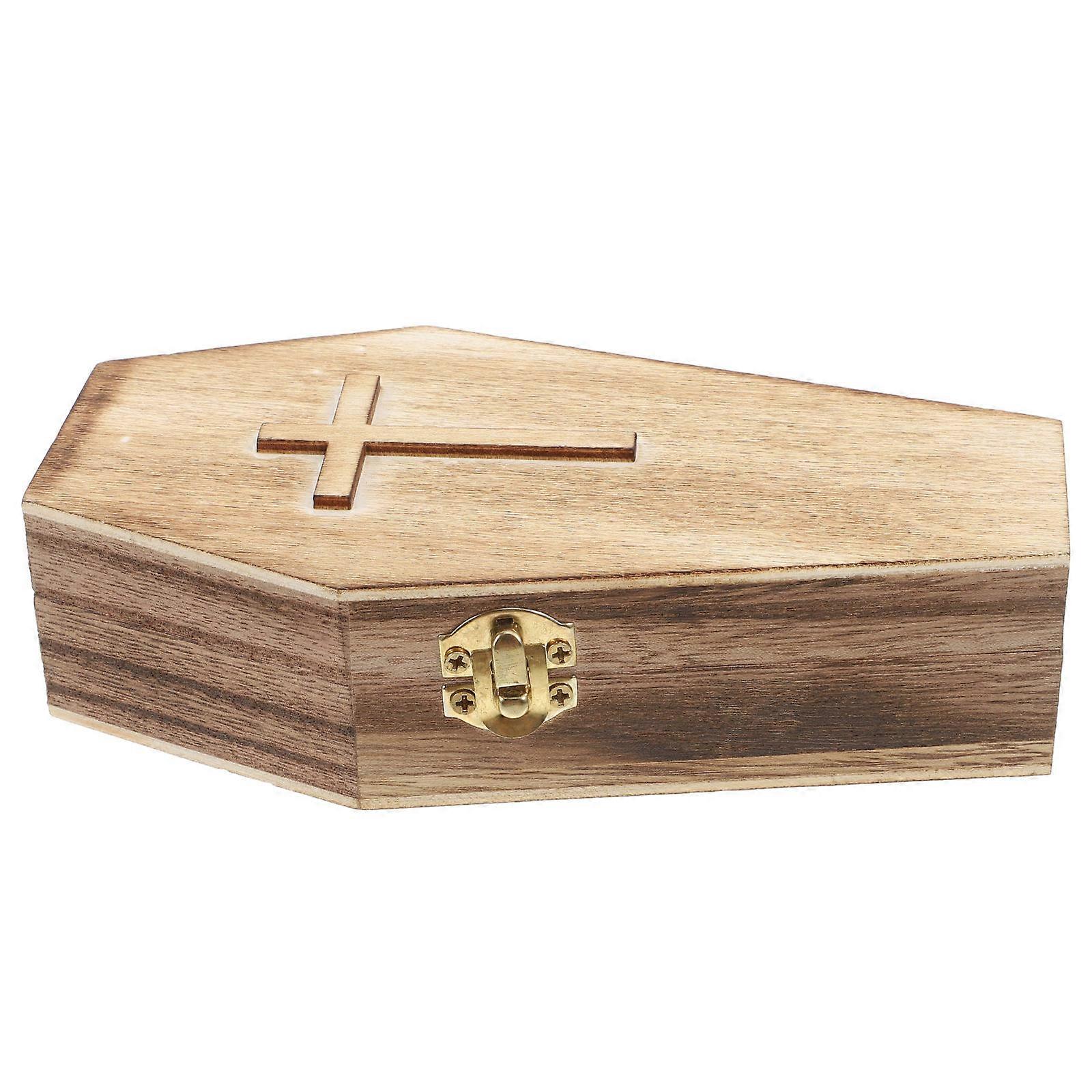 Coffin Shape Wooden Jewelry Box Portable Halloween Storage Organizer Gothic Design for Rings Earrings Necklaces Unique Decor Craftsmanship
