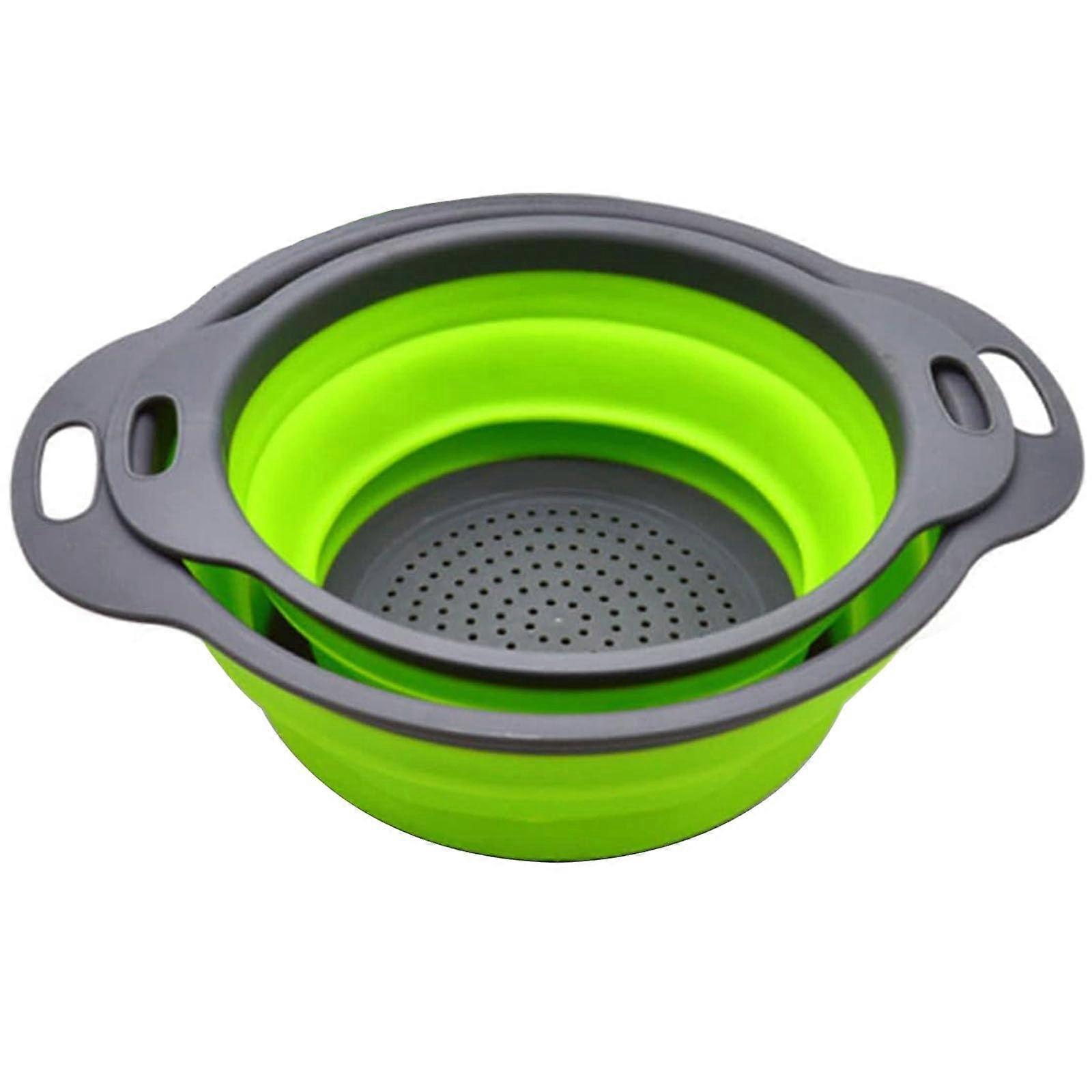Foldable Colander, 2 Silicone Strainers, SpaceSaving, Kitchen Strainer, Foldable Pasta Strainer for Washing Fruit and Vegetables, 2 Sizes