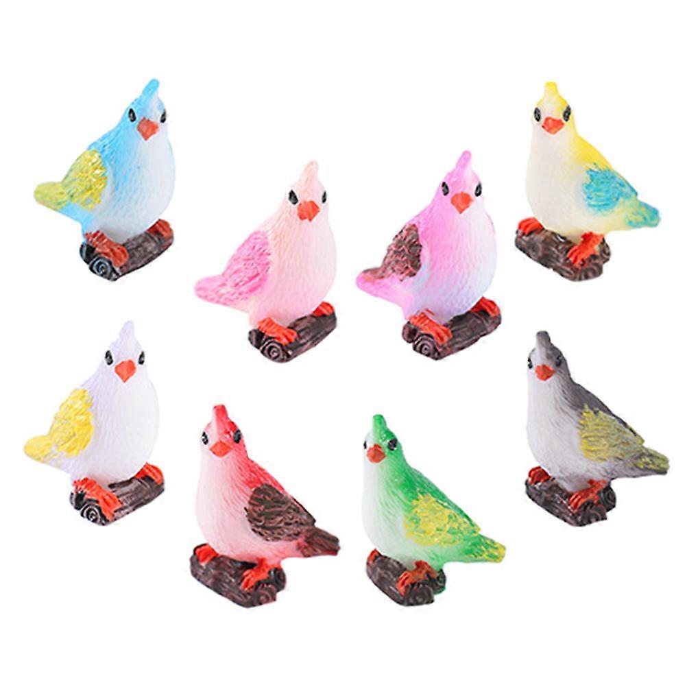 Miniature Resin Sculpture Ornament Parrots Statue Home And Garden Decoration 10Pcs