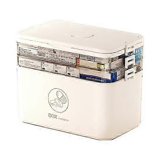 3-tier Portable Pill Storage Box With Handle Large Capacity Multiple Compartments Multipurpose Medicine