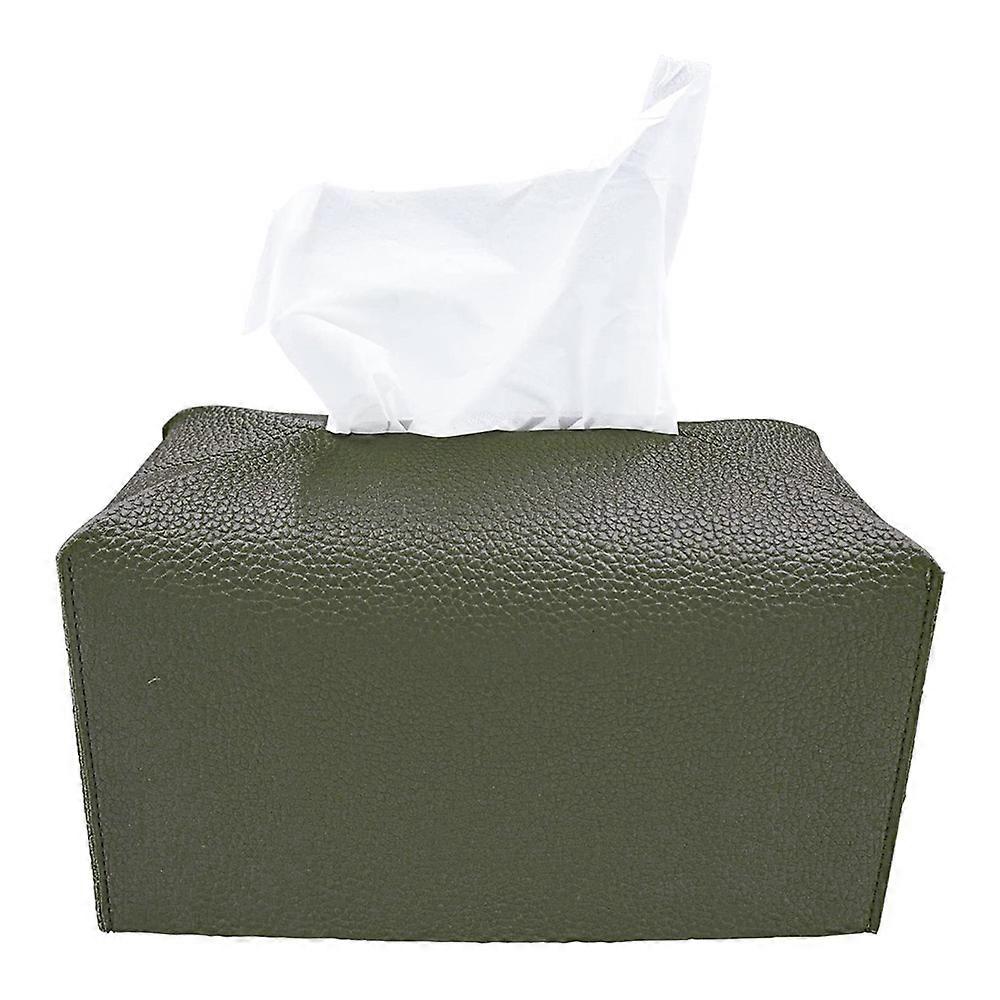 Simple And Colorful Leather Tissue Drawer, Desktop Tissue Bag, Rectangular Paper Box-Green