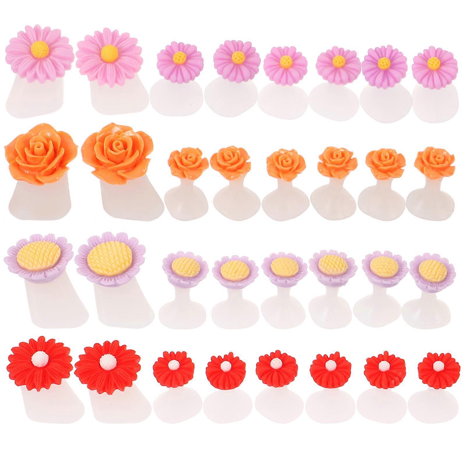 Decorative Toe Separators Flower Toe Separators Pedicure Tools Family Orange Rose Toe Fixation 32Pcs