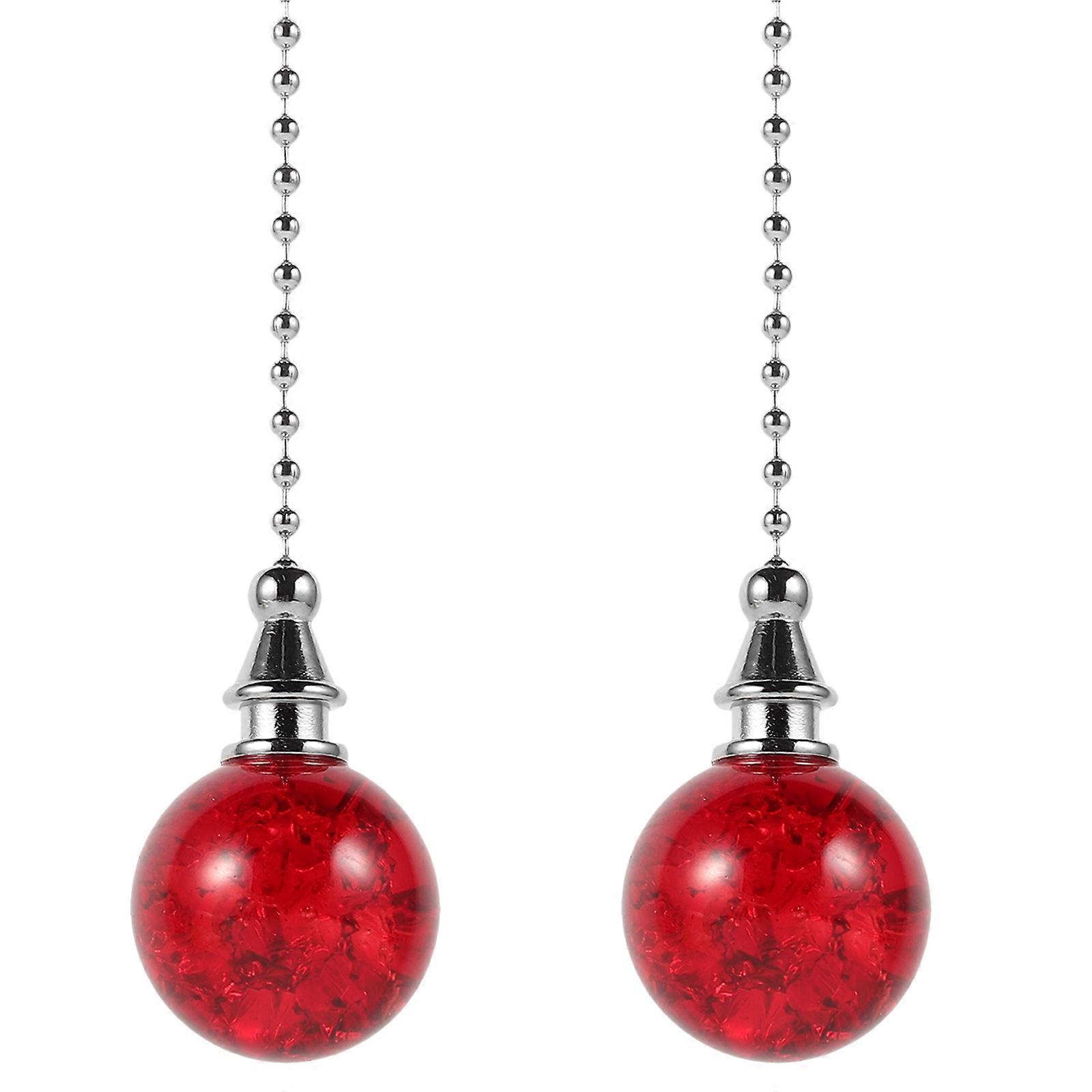 Pull Chain for Ceiling Fans Sturdy Construction Red Color 34.00X3.00X3.00CM Decorative Function 2Pcs