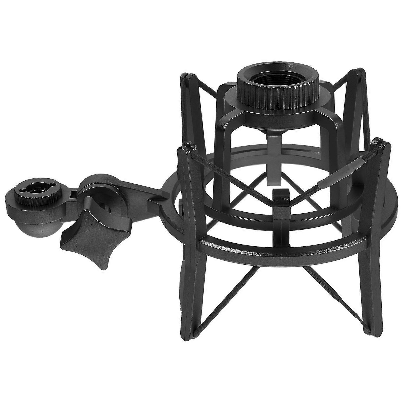 Adjustable Mic Shock Mount with Stand Adapter for Condenser Microphone, Secure Clamp, Shock Absorption, Black