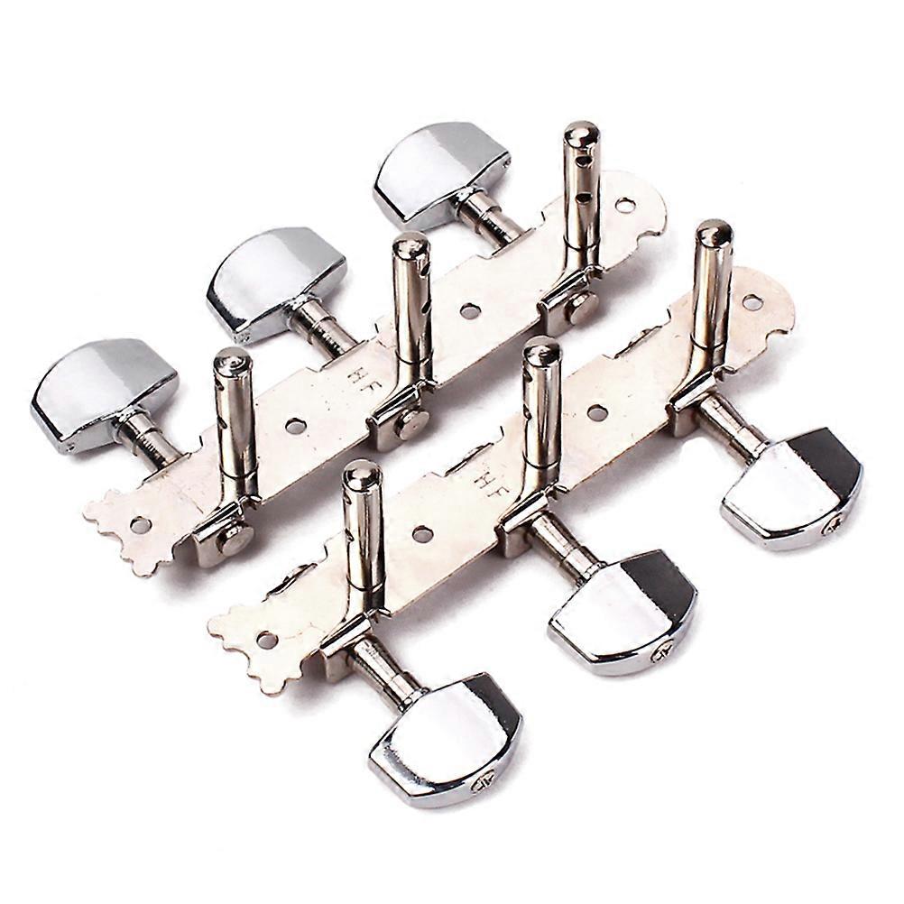 Chrome 6 String Guitar Tuning Pegs with Metal Square Buttons – Durable Machine Heads for Acoustic & Classical Guitars to Enhance Aesthetics and