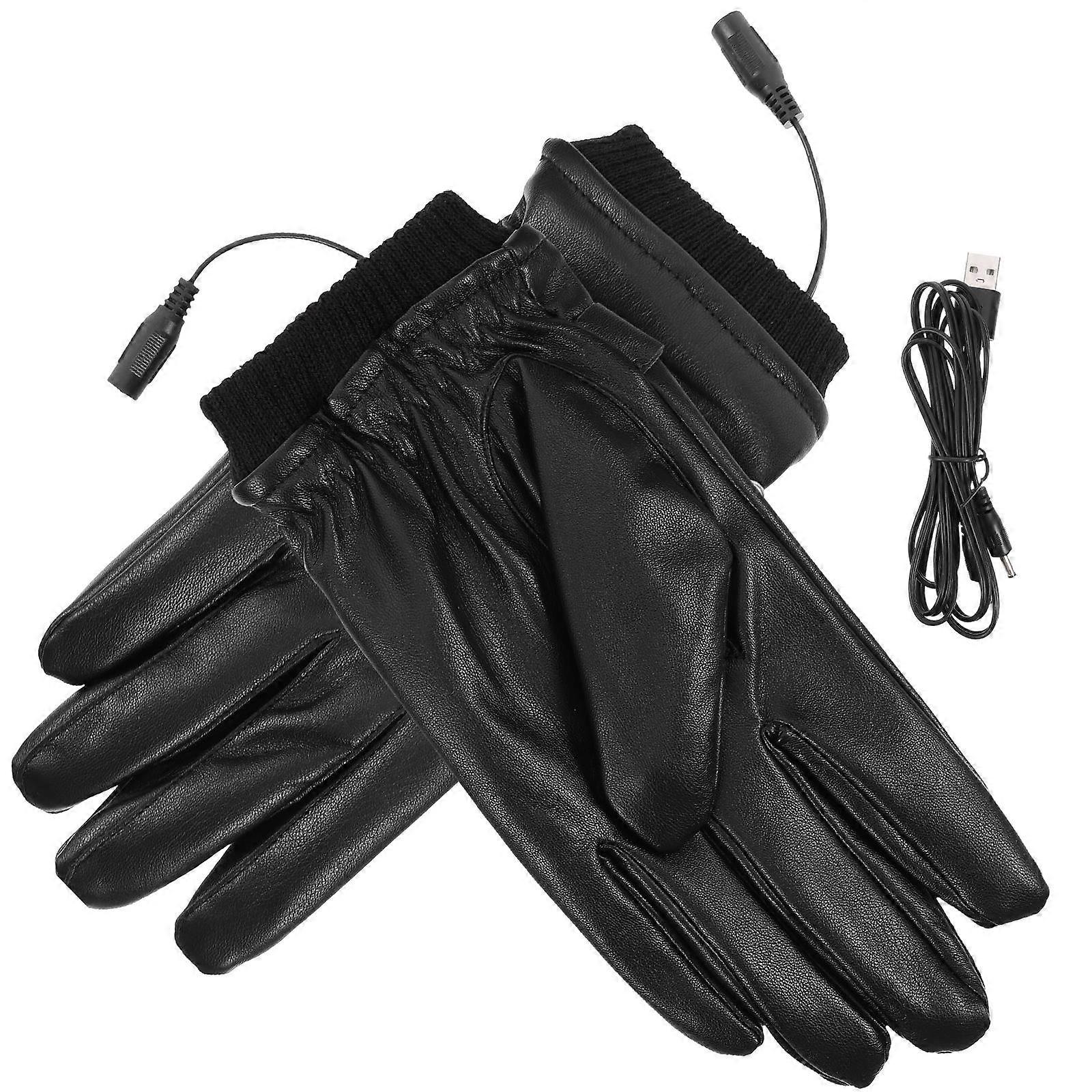 Portable Thermal Gloves Touchscreen Compatible Usb Plug-In Heated Gloves Black 1Pair