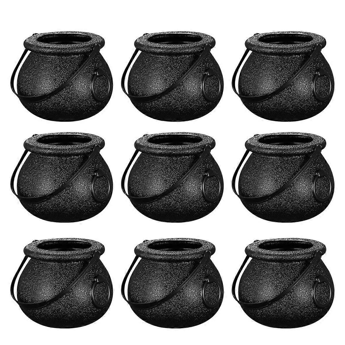 Halloween Candy Buckets Mini Cauldrons for Events Black 7x7x5 Cm 10Pcs