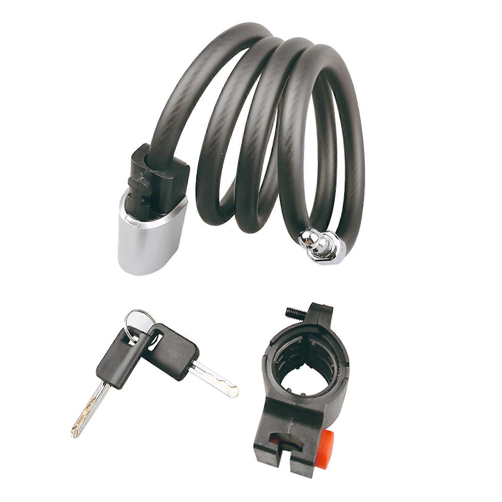 4 Feet Anti-theft Bicycle Lock Cable Coil with Mounting Bracket and Keys