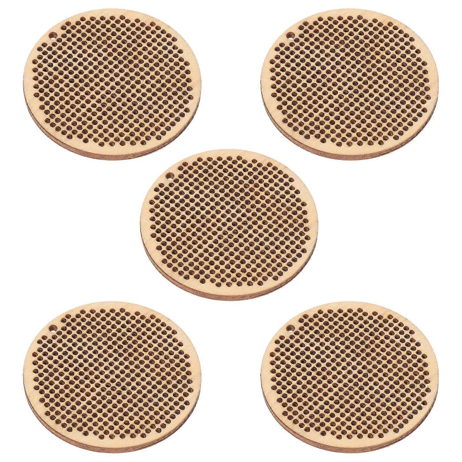 DIY عبر غرزة رقائق الخشب قلادة رقاقة خشبية لصياغة نمط محمول 5 قطع