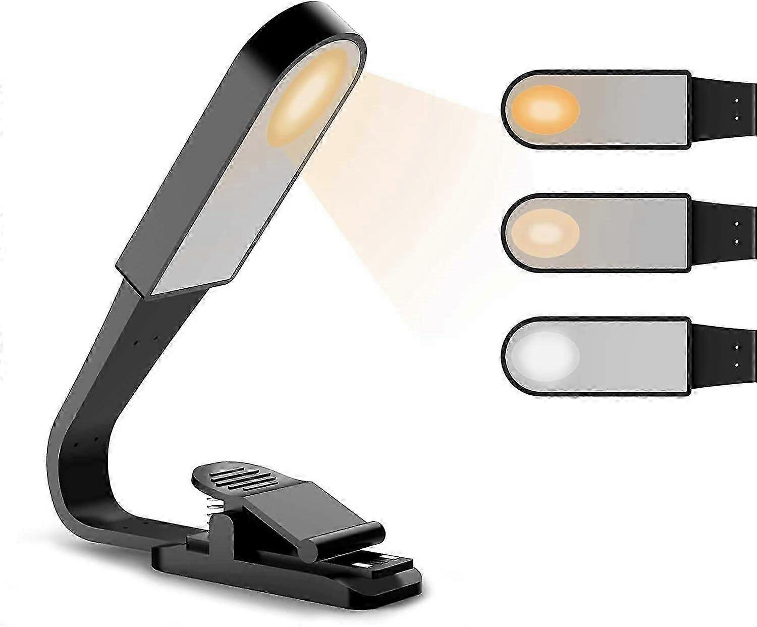 USB Rechargeable Reading Light - Touch Sensor 3 Adjustable Brightness Modes Flexible Clip-On