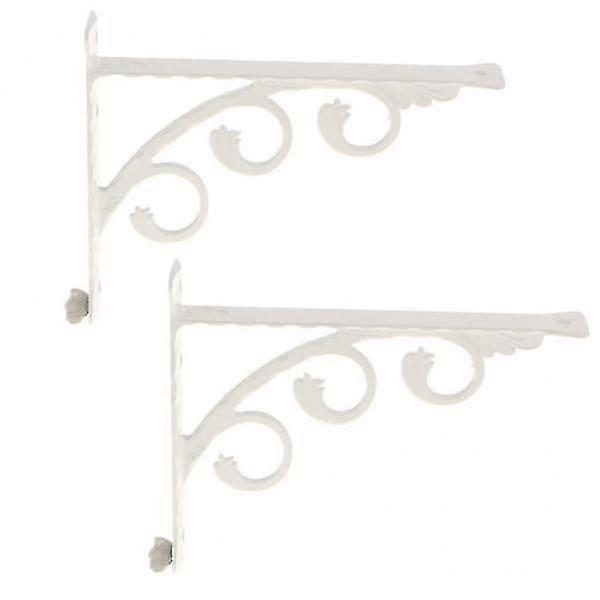 2x2Pcs L Shape Wall Mounted Shelf Bracket Metal Hanging Holder White 12x15cm