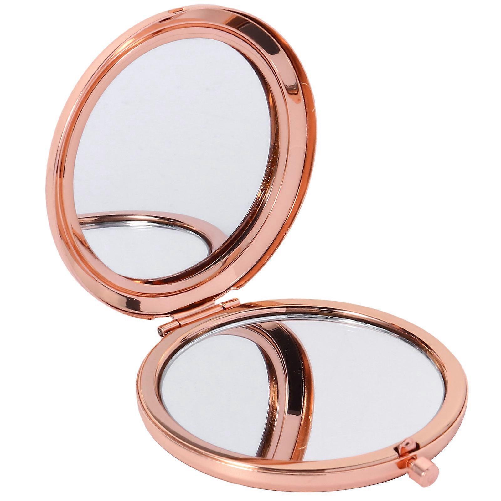 Round Pocket Mirrors Compact Mirror For Travel Portable Folding Small Round Mirror Rose Gold 6 5X6 5cm High Definition Surface 1Pcs