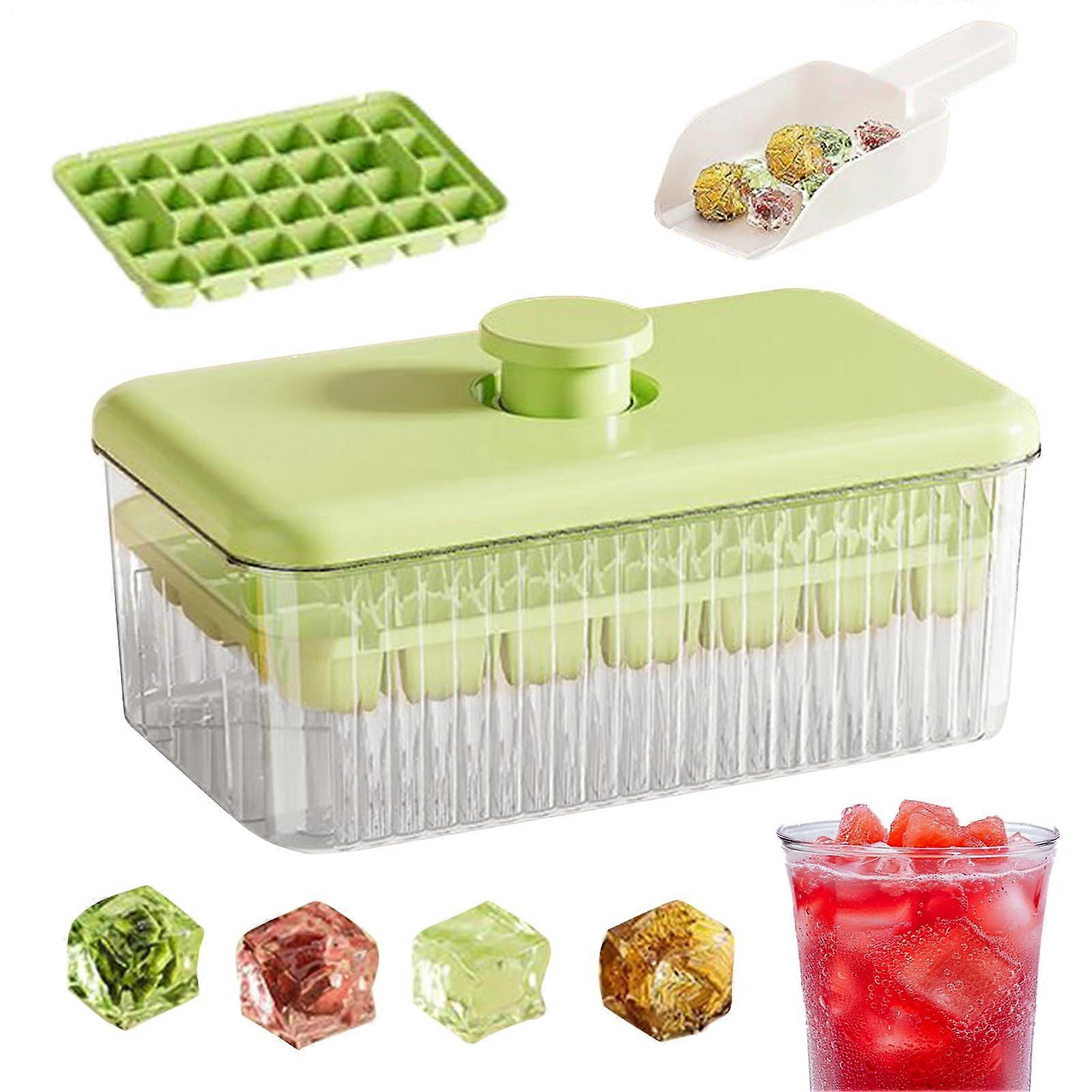 Ice Cube Container With Lid, Easy Ice Cube Removal For Cool Drinks  Easy Removal For Refreshing Beverages Like Juice, Cocktails, And Coffee, Green