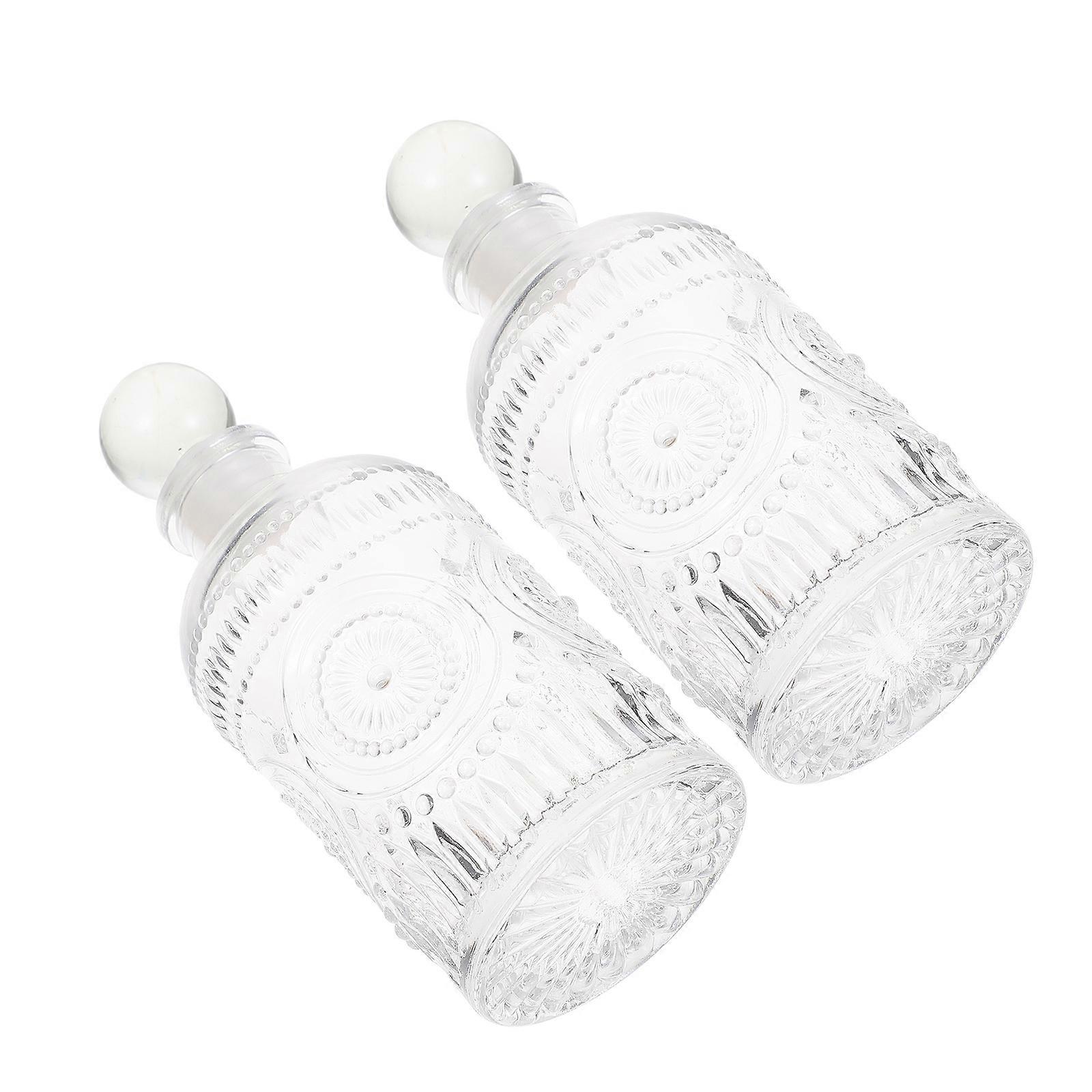 Retro Carving Diffuser Bottles 2Pcs Transparent Glass for Quality Home Storage Use