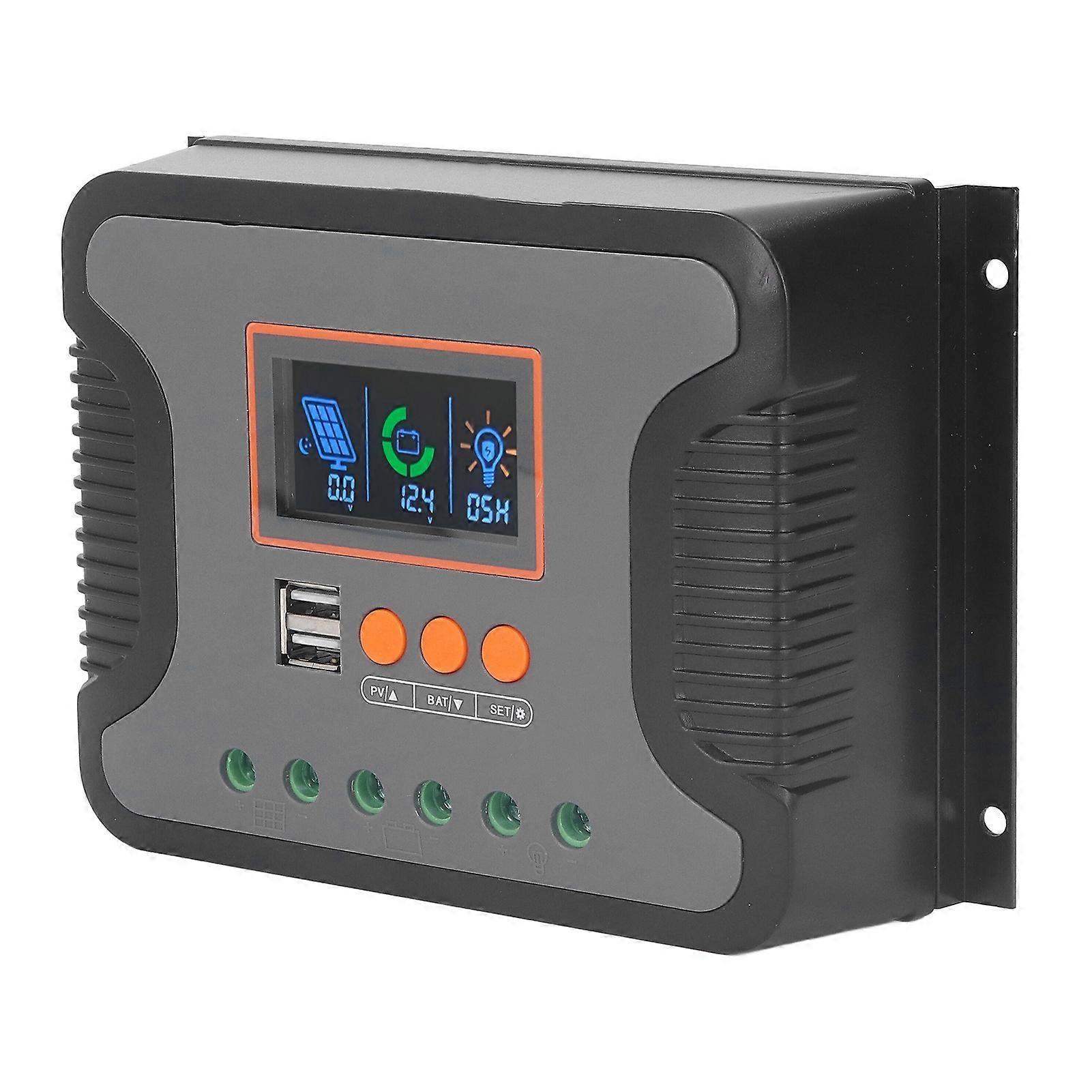 PowMr PWM Solar Charge Controller 60A 12V 24V 36V 48V 2 USB Port Adjustable LCD Display AGM Gel Flooded Lithium Battery 