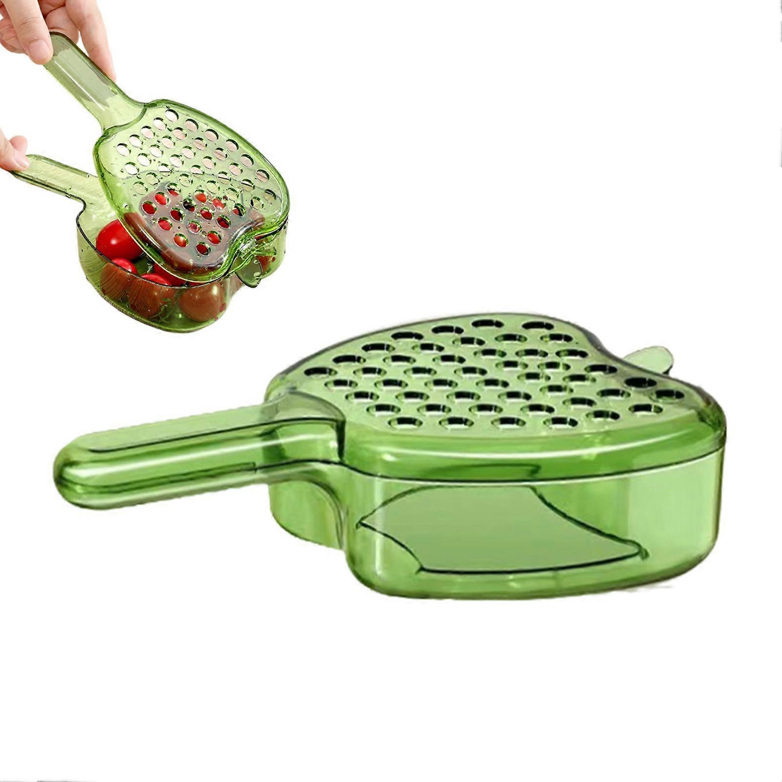 Draining Basket Kitchen Strainer Set with Handle and Lid, 22x13x5 cm Plastic Drainer Bowl in Green