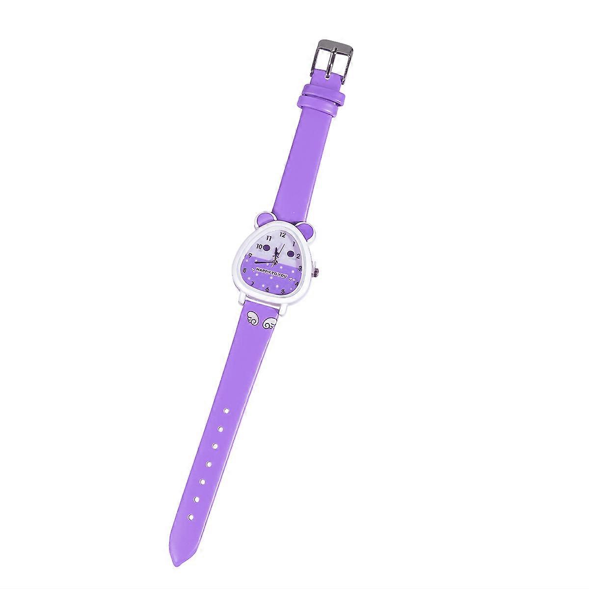 Cute Cartoon Wrist Watches Purple Color Round Face Time Keeping Function for Kids and Toddlers Daily Use 1Set
