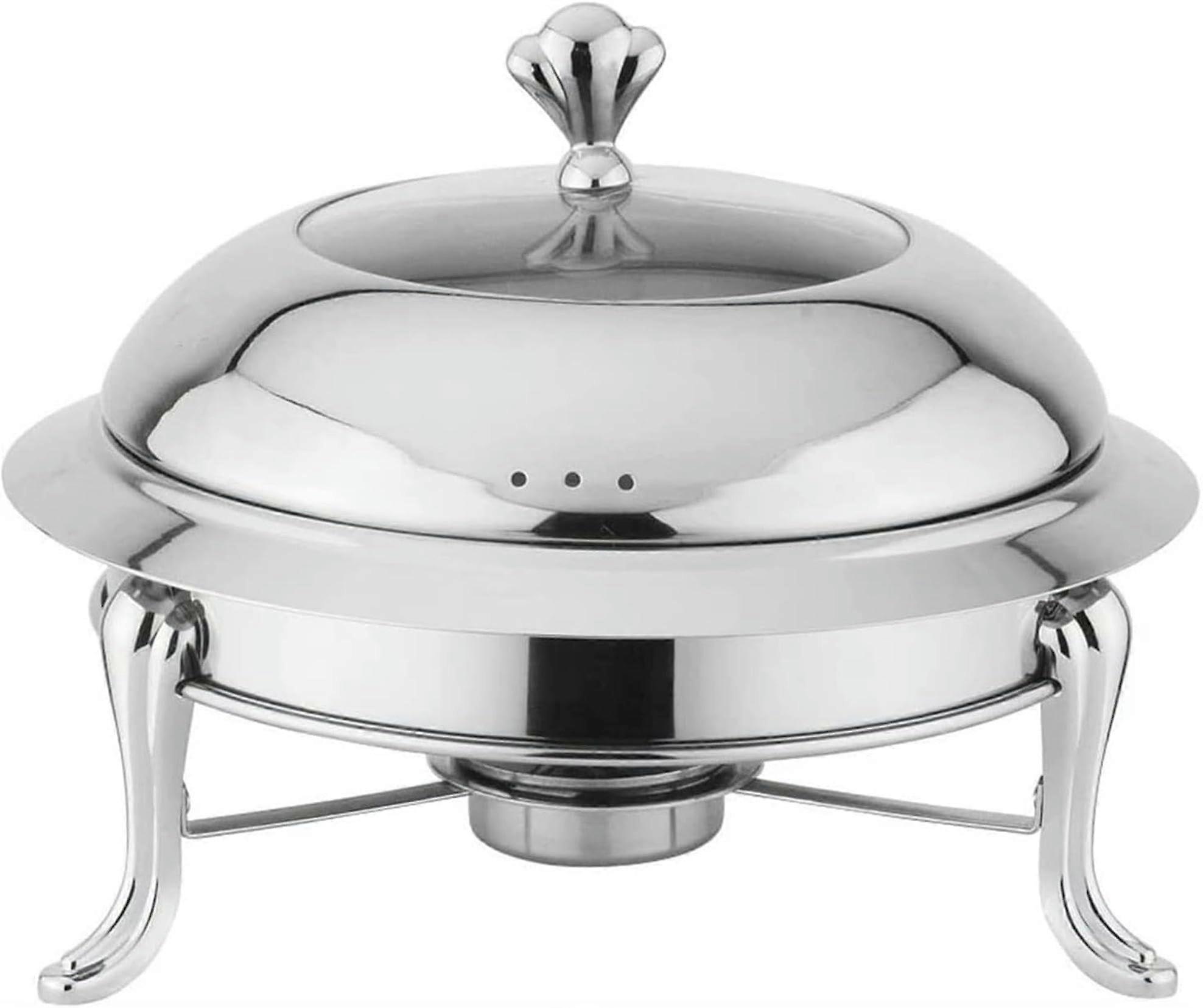 Stainless Steel Chafing Dish Buffet Set with Glass Lid, 28 cm, Silver