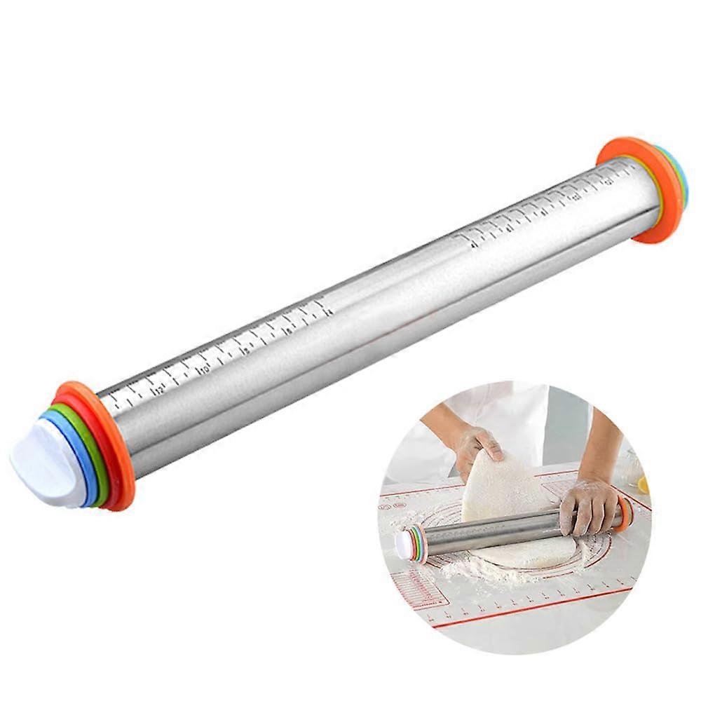 Stainless Steel Adjustable Rolling Pin with Removable Rings for Pizza, Cookies, Pastry Dough