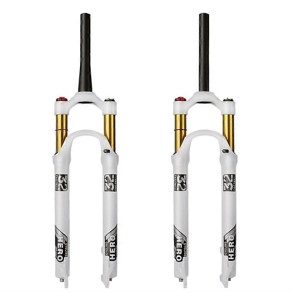 Fork Bicycle 1 Piece Mountain Bike Air Suspension Plug Magnesium Alloy Air Fork 26 27.5 29 Inch 120120MM Bicycle Forks (Color: Control by Wire03)
