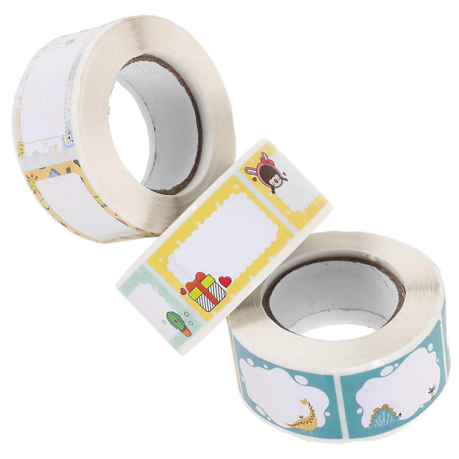 Classroom Labels Removable Without Residue Kids Travel Water Bottles Lunch Boxes Cartoon Design 8.8X5.9cm 3 Rolls