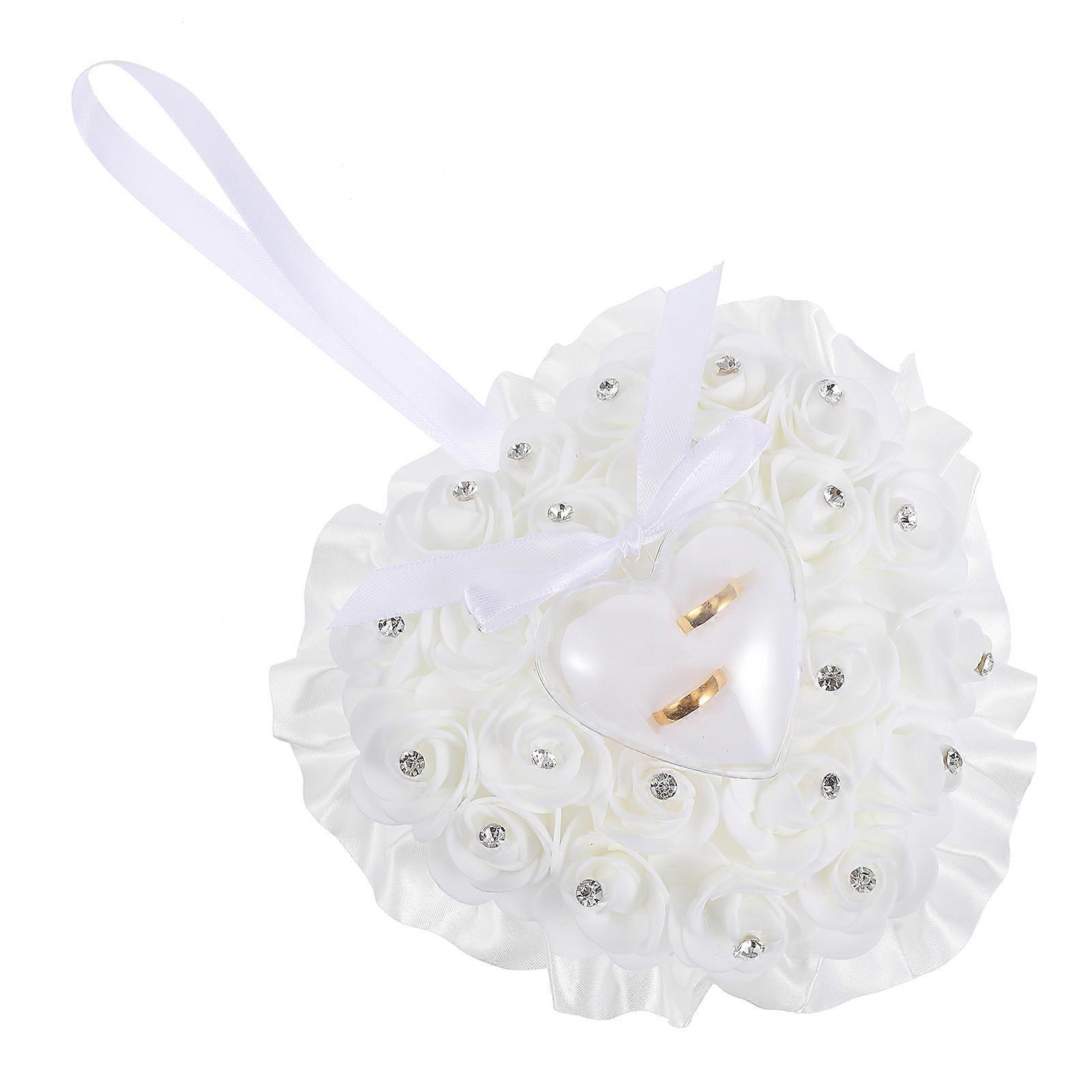 Heart Shape Ring Pillow 1Pcs White Foam with Craftsmanship for Storage Use