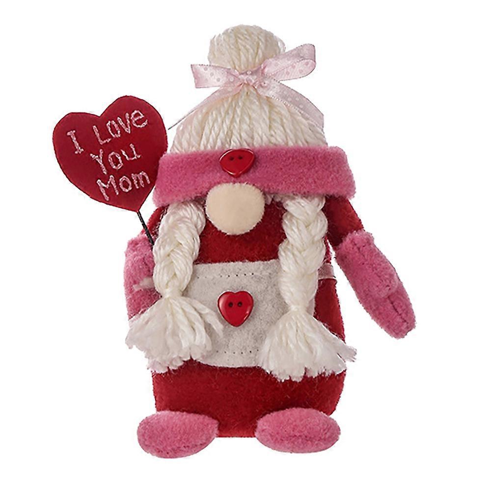 Fairy Figurines Gnome Doll Heart Shape Button Sofa Decor Pink 1Set